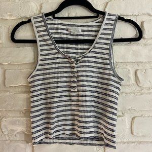 3/$15 American Eagle Cropped Striped Button-up Tank Top
